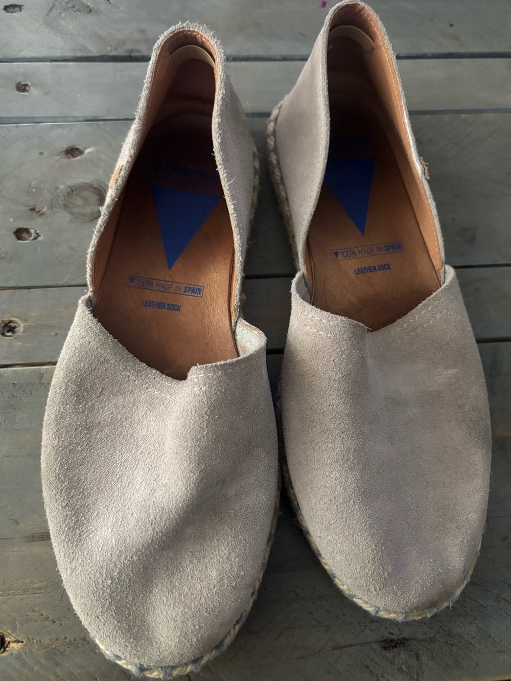 Verbenas Carmen Grey Suede Flat Espadrilles Shoes Women's Size 8.5